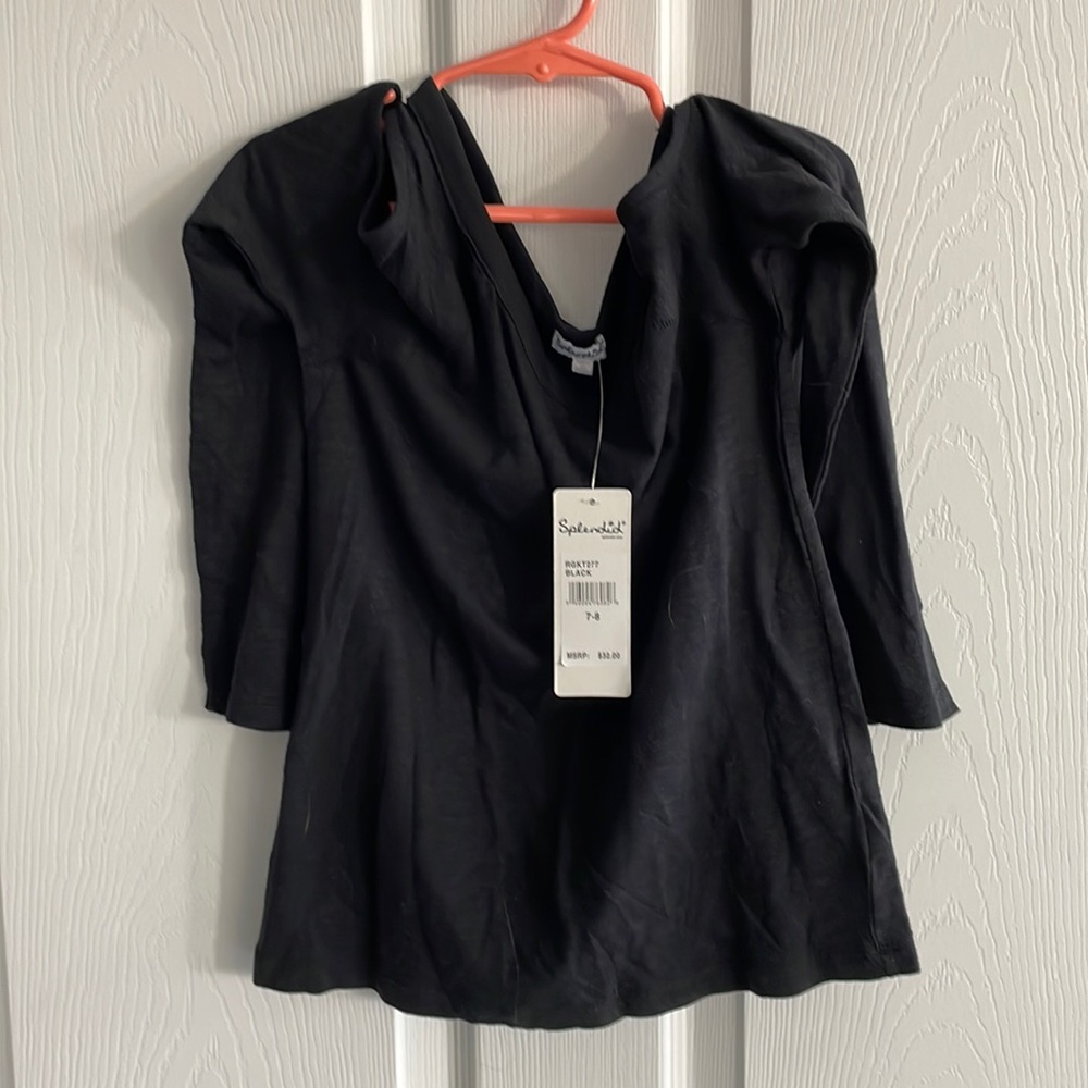 NWT Girls Black Off Shoulder LS Top
